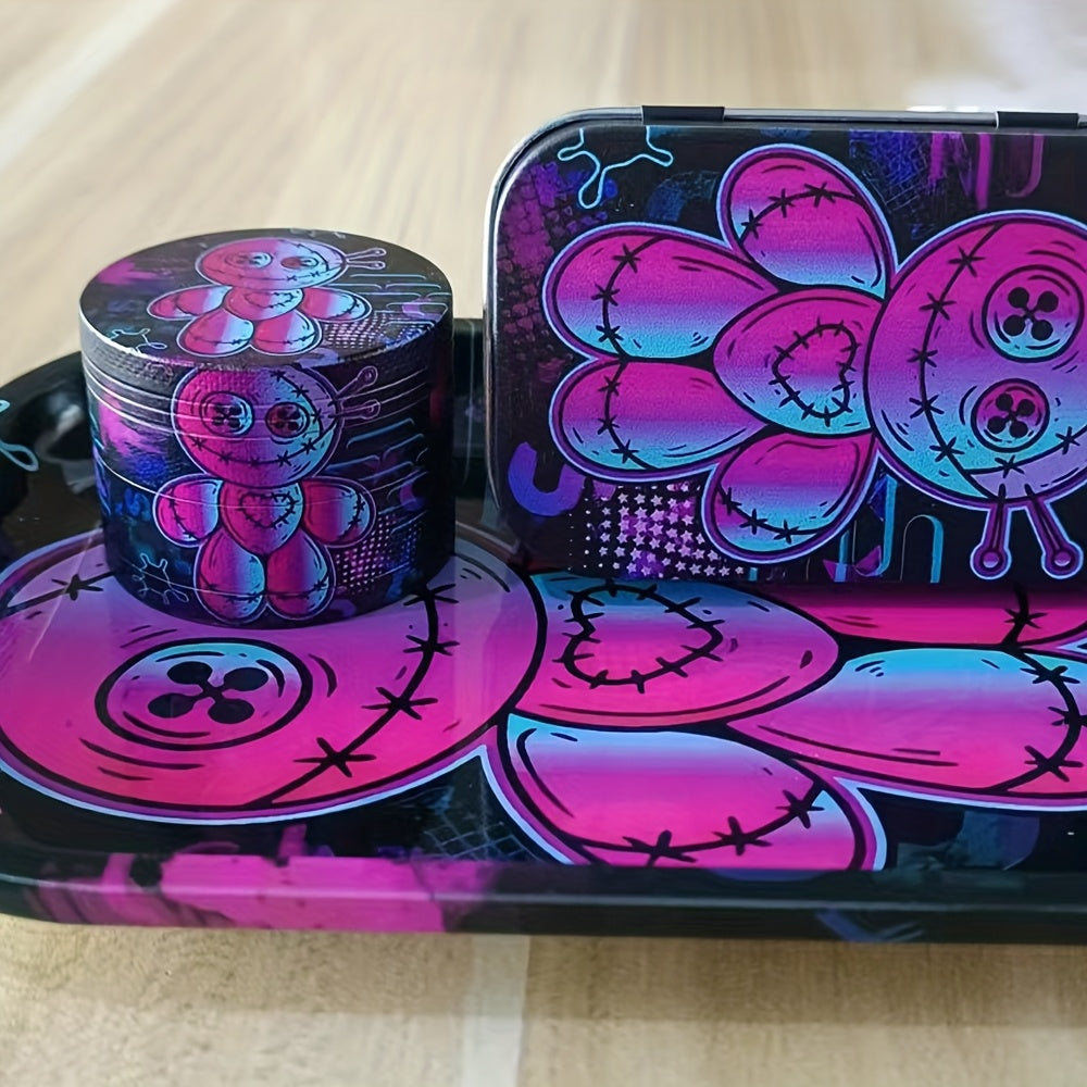 Set 3pcs Violet Poupée : Grinder, Plateau, Boîte Rangement by LSDLBoutique.ch