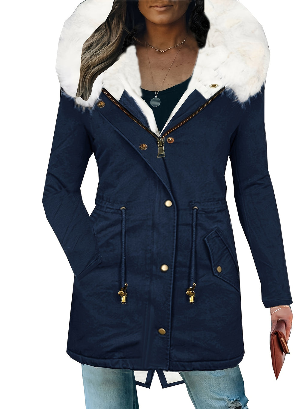 LSDLBoutique Manteau Femme Automne Hiver Casual Uni À Poches Doublure Intégrale Polyester by LSDLBoutique.ch