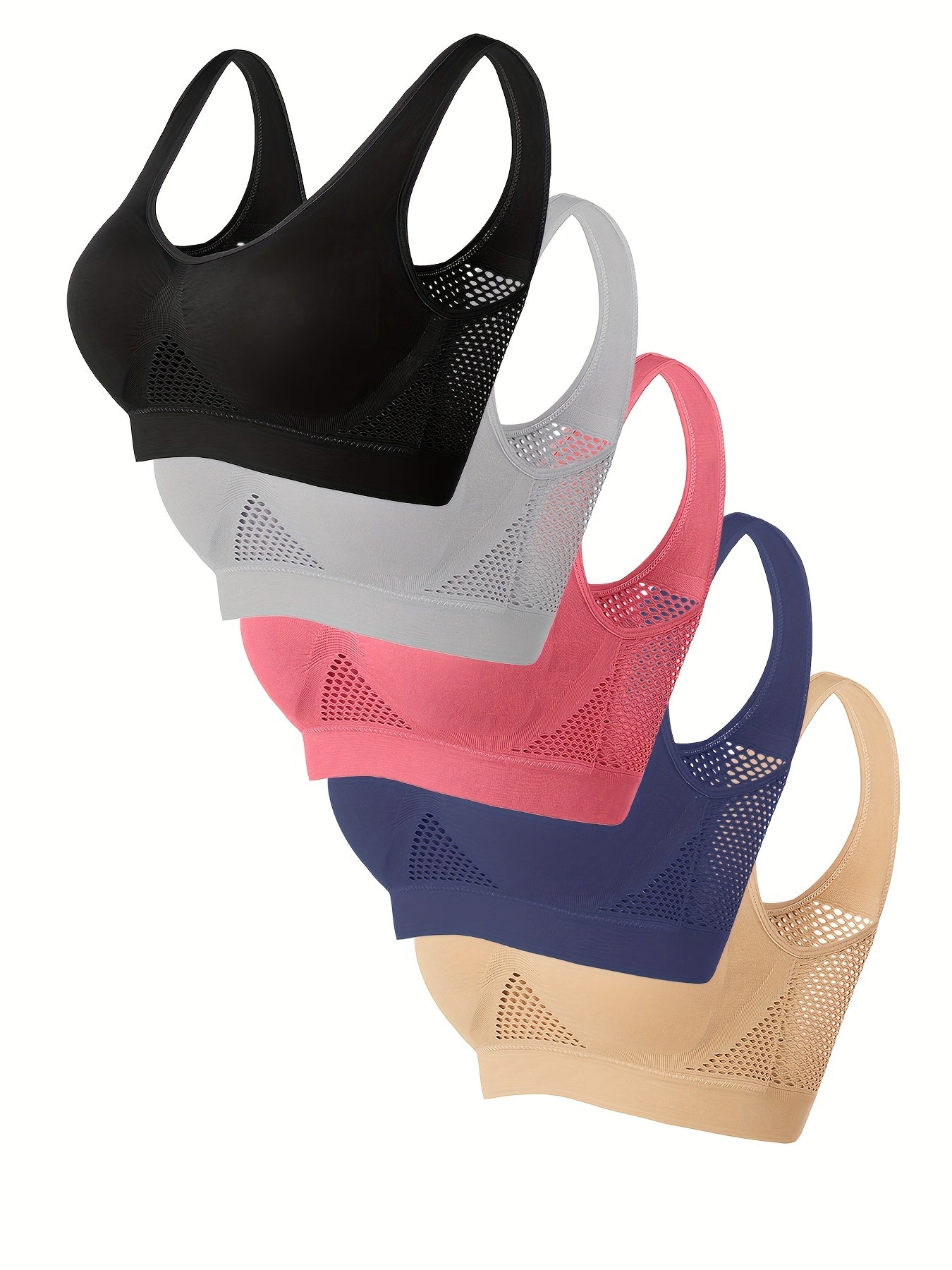 Lot De 5 Brassières De Sport Sans Armatures Femme Confort Maintien Tissu Respirant by LSDLBoutique.ch