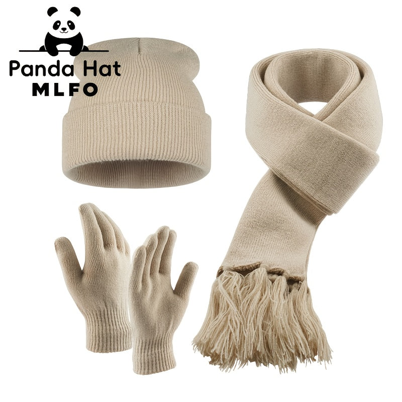 Ensemble Hiver 3 Pièces Bonnet Gants Écharpe Tricotés Confort Léger Acrylique 100 Pourcent Isolation Chaude MLFO by LSDLBoutique.ch