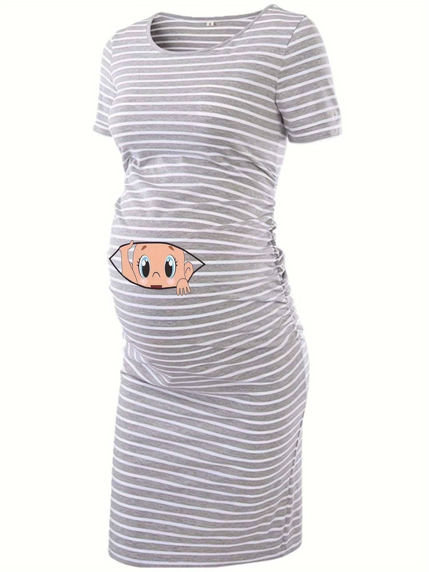 Robe Grossesse Femme Imprimé Bébé Col Rond Stretch Confort Pour Future Maman Ultra Confortable by LSDLBoutique.ch
