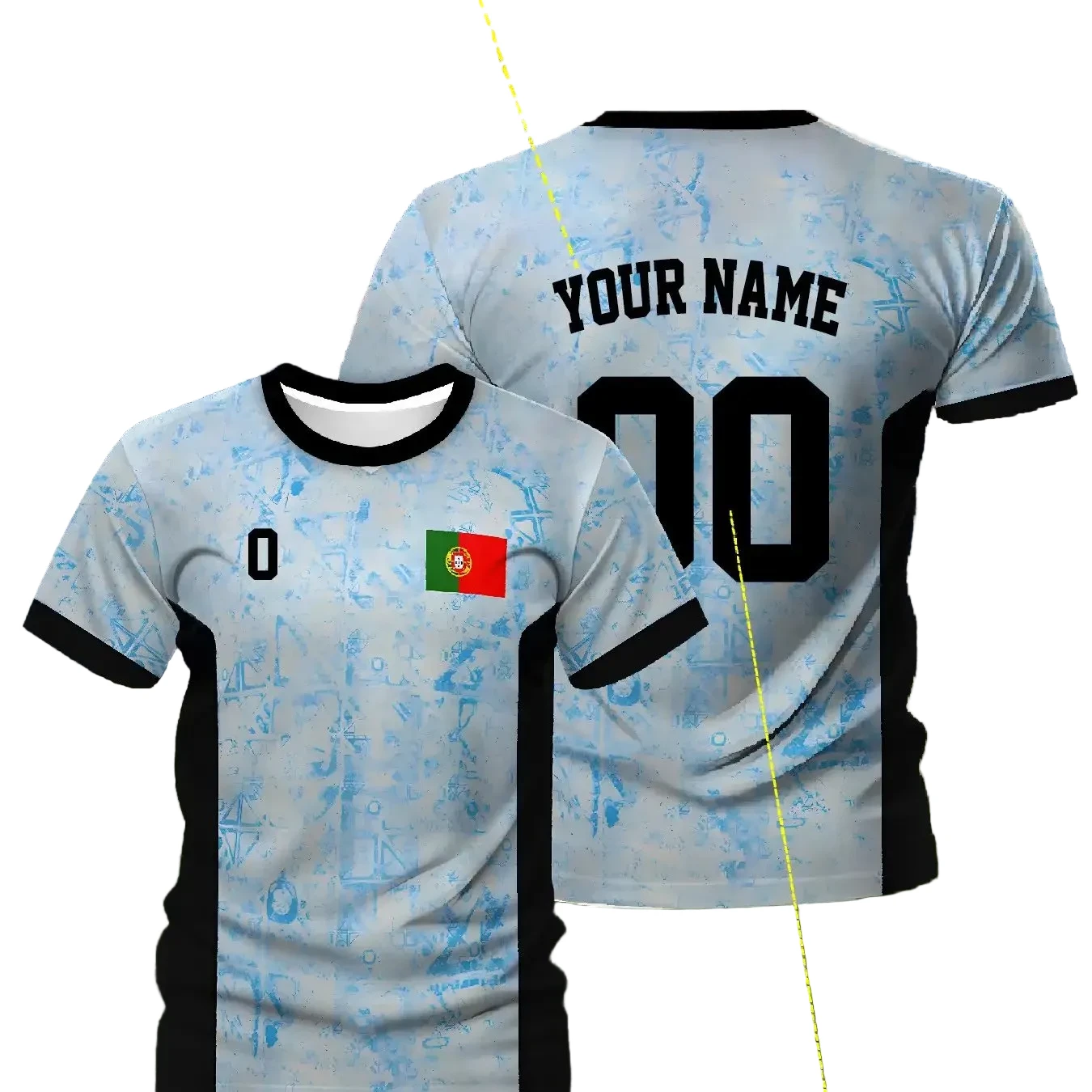 Personalisiertes Fußballtrikot mit Namen und Nummer, blau/schwarz