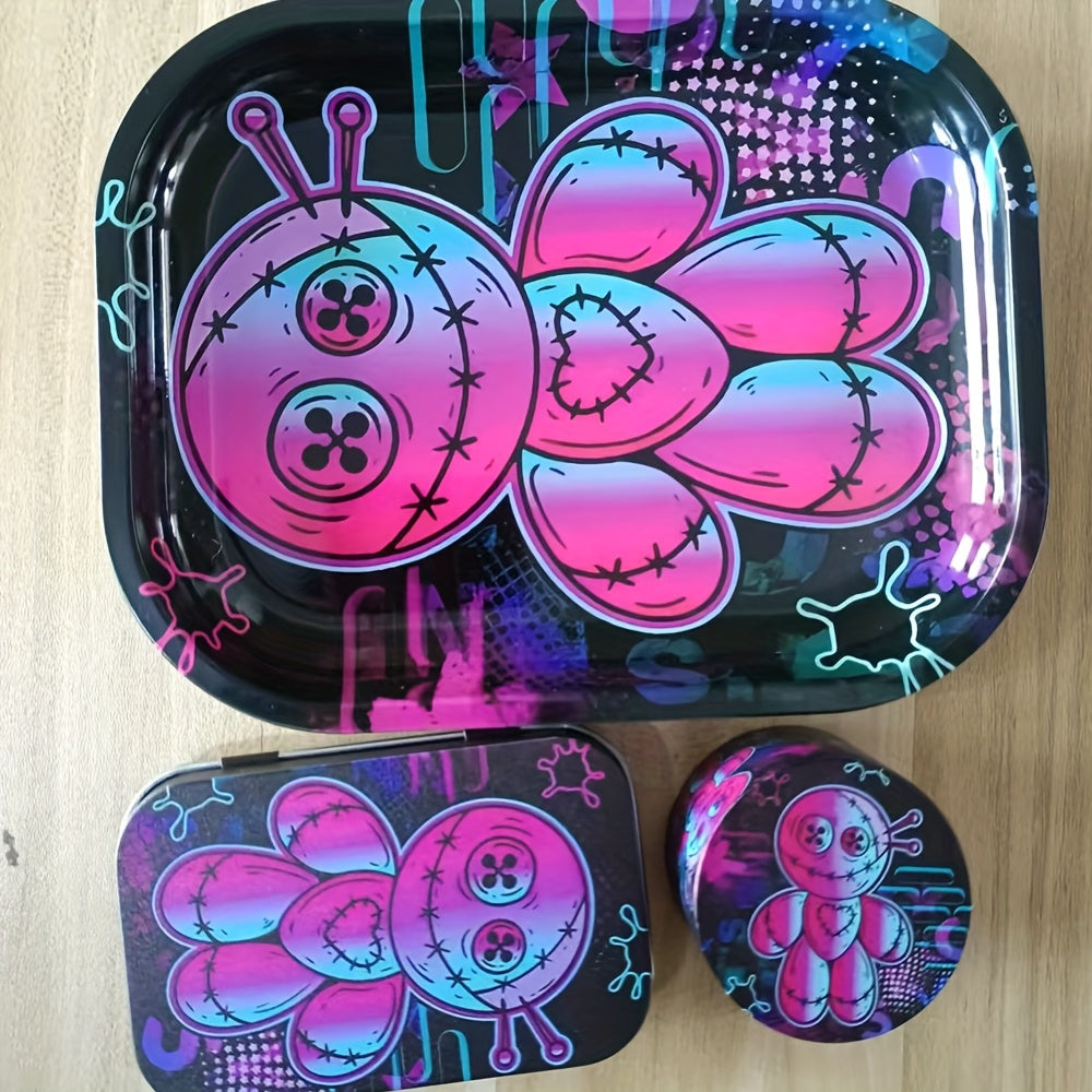 Set 3pcs Violet Poupée : Grinder, Plateau, Boîte Rangement by LSDLBoutique.ch