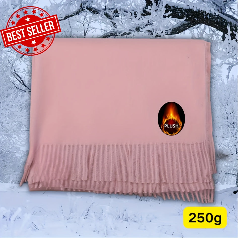 Foulard Femme Élégant à Franges Style Bohème Hiver Coloris Unis Tissu Jacquard Doux et Résistant by LSDLBoutique.ch