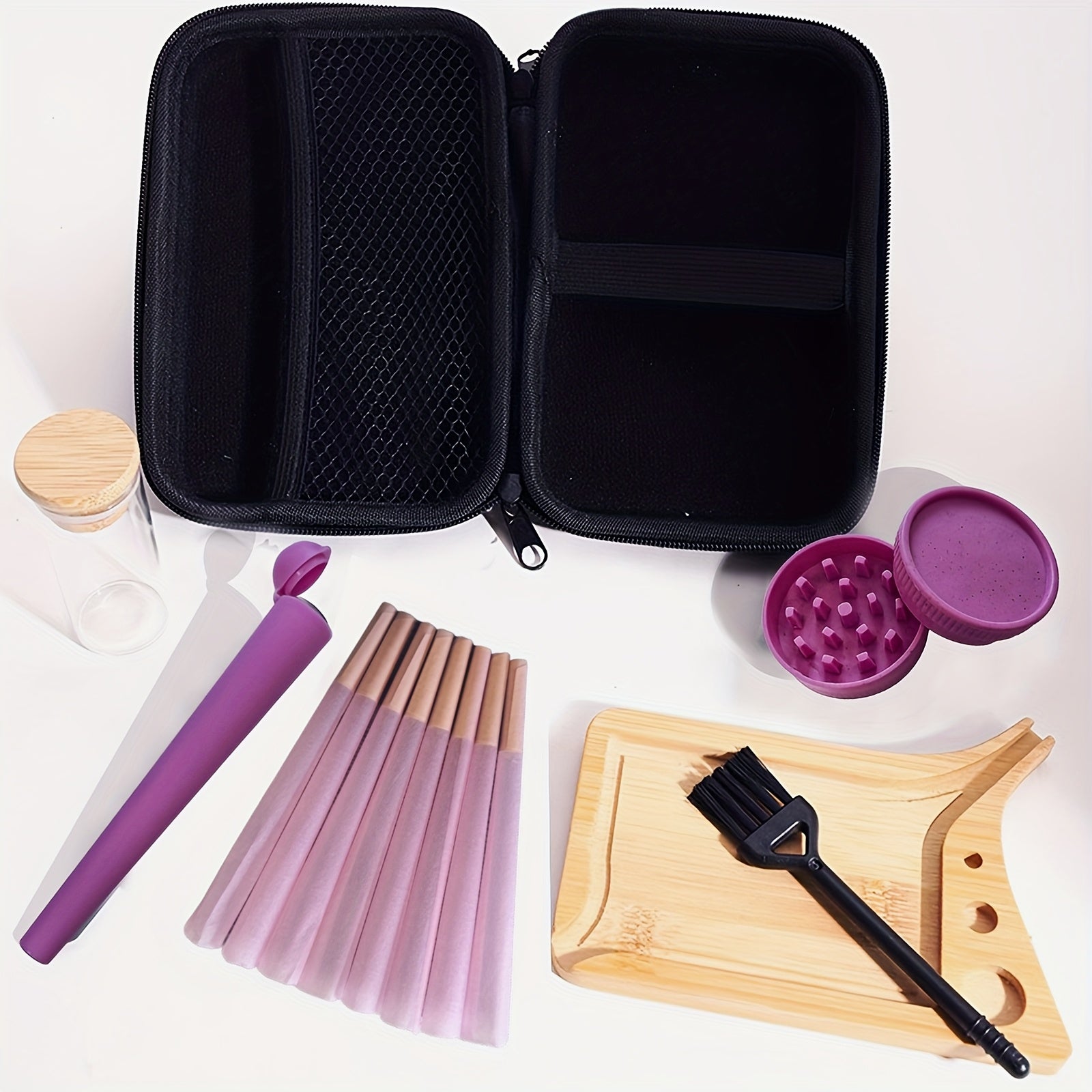 Set Fumeur 7pcs : Plateau, Pipe, Grinder, Sachet Anti-Odeur, Feuilles by LSDLBoutique.ch