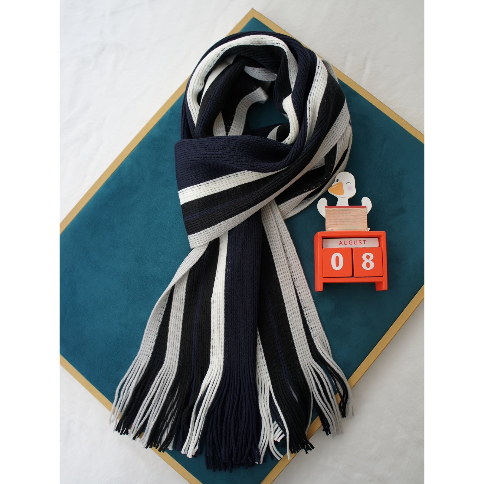 Écharpe Homme À Rayures Tricot Chaud Avec Franges En Acrylique Doux Pour Hiver Confortable Et Légère by LSDLBoutique.ch