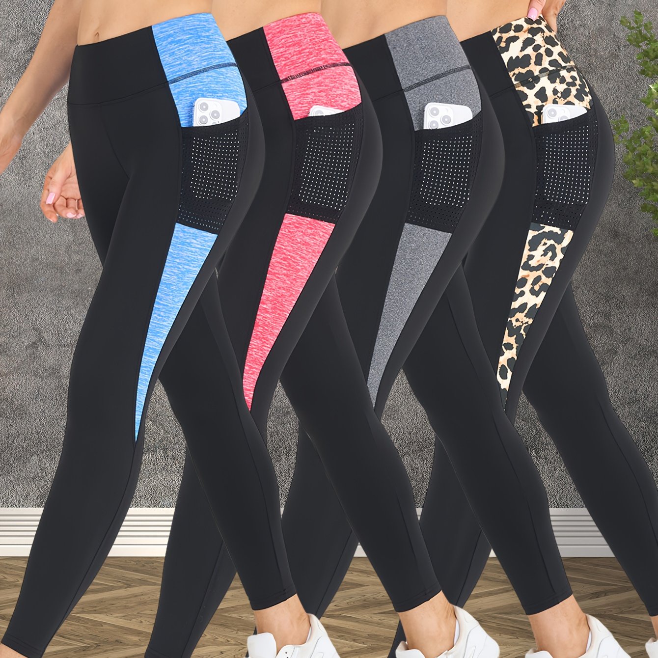 Lot De 4 Leggings Femme Taille Haute Effet Push Up Contrôle Du Ventre Tissu Stretch Respirant Pour Le Sport by LSDLBoutique.ch