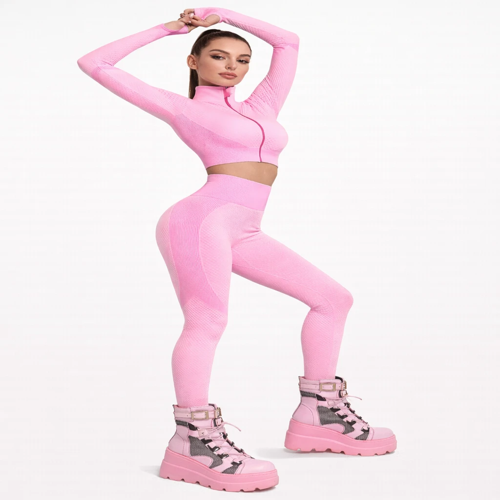 Pinkfarbene Plateau-Ankle-Boots mit Schnürung, Reißverschluss und Profilsohle