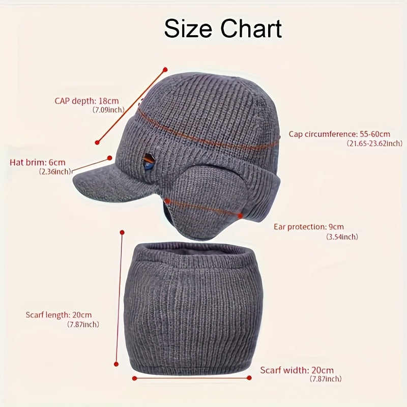 Ensemble Hiver 3 Pièces Pour Homme Bonnet Écharpe Gants Antidérapants Couvre Oreilles Intégré by LSDLBoutique.ch
