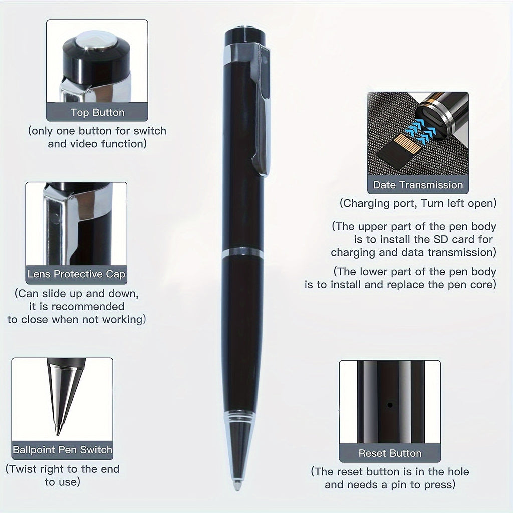 SpyPen – Stylo Caméra HD Portable avec Mémoire Intégrée 32Go by LSDLBoutique.ch