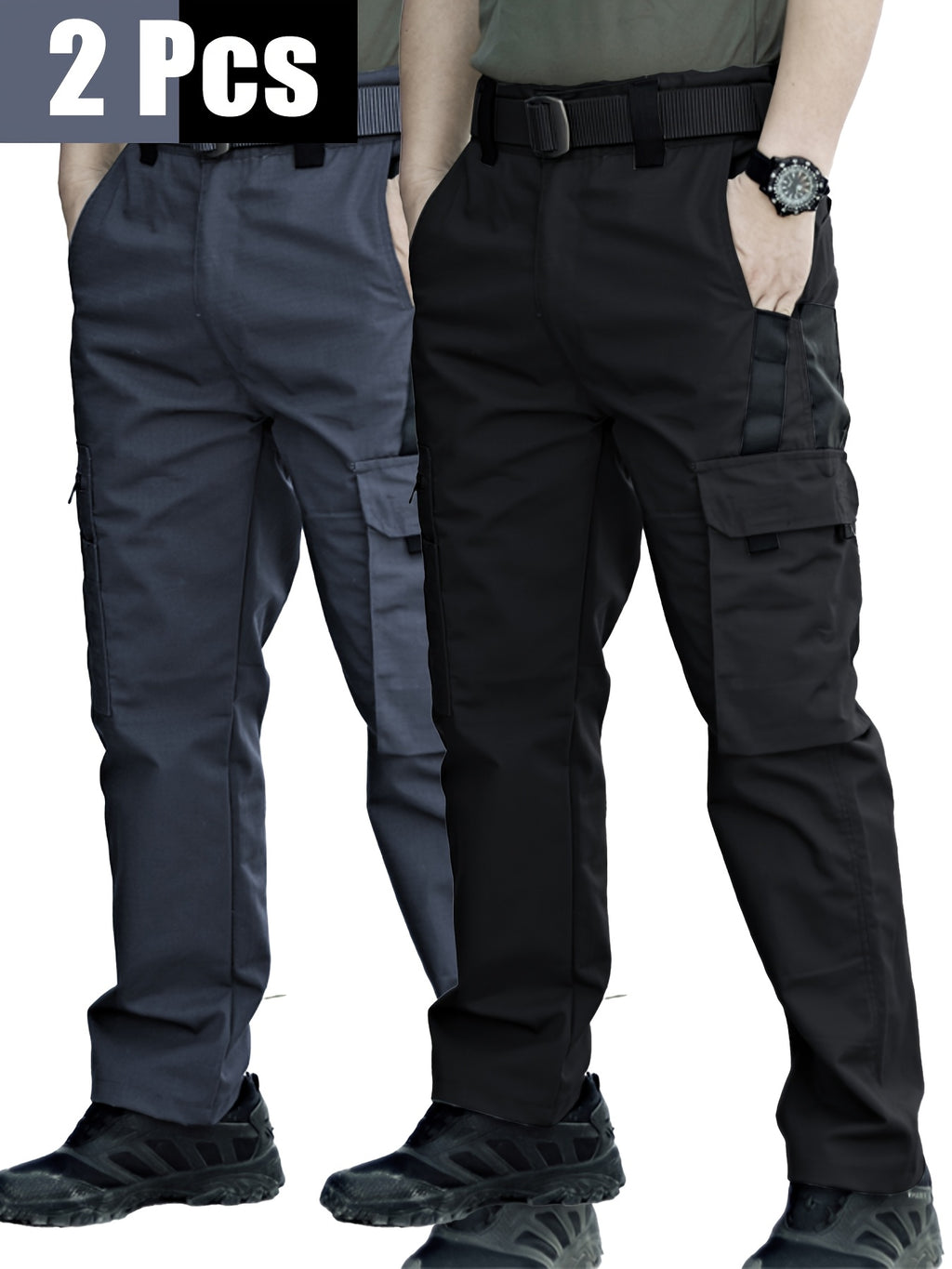 TactiPro – Lot de 2 Pantalons Cargo Tactiques Homme, Multi-Poches Résistants by LSDLBoutique.ch