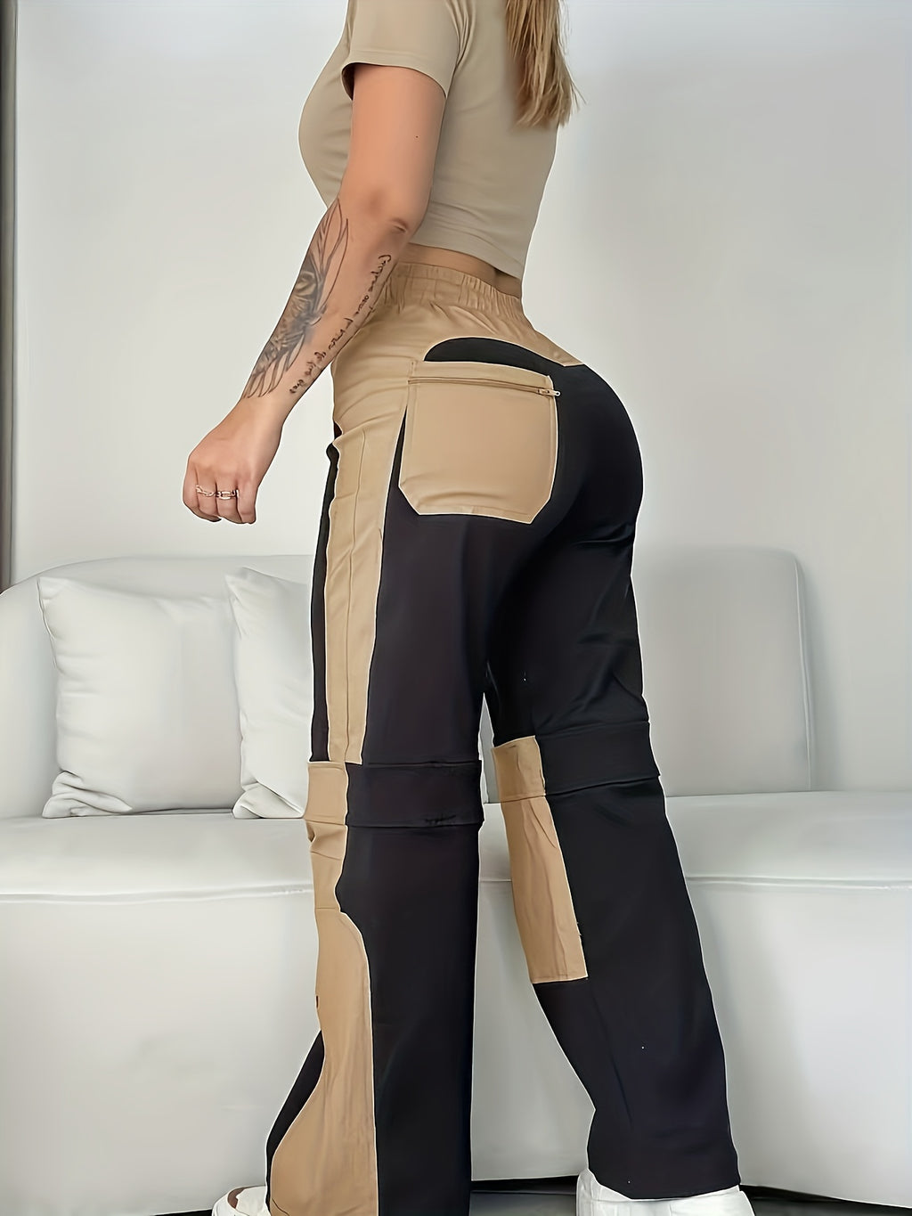 UrbanEase – Pantalon Cargo Femme Vintage à Blocs de Couleur by LSDLBoutique.ch