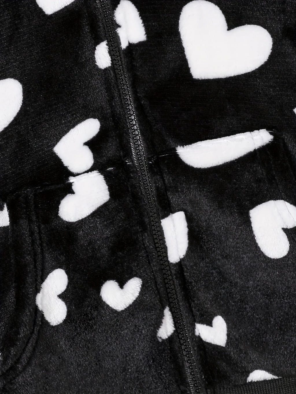 Kapuzenstrickjacke mit Herzmuster und Reißverschluss