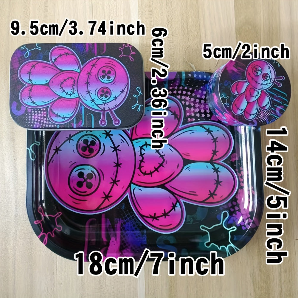 Set 3pcs Violet Poupée : Grinder, Plateau, Boîte Rangement by LSDLBoutique.ch