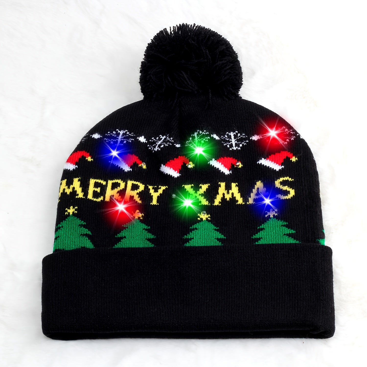 Bonnet Tricoté LED De Noël Pour Adultes Et Enfants Accessoire Festif Lumineux Chaud 100 Pour Cent Acrylique Doux by LSDLBoutique.ch