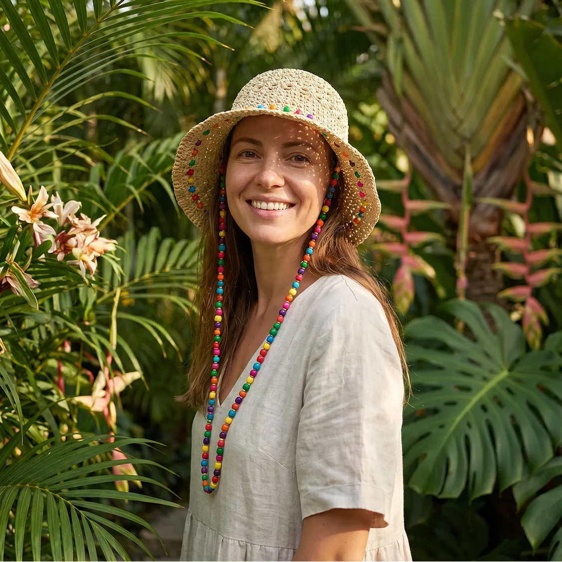 Chapeau seau en polyester tressé – Modèle Crochet Perles