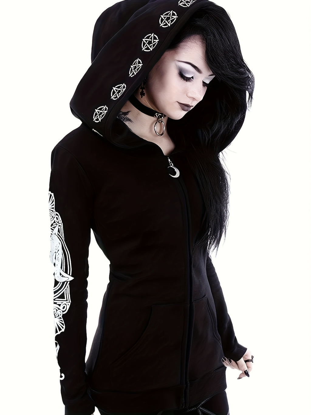 Sweat Zippé À Capuche Pour Femme Motif Géométrique Style Casual Confortable Léger Et Extensible by LSDLBoutique