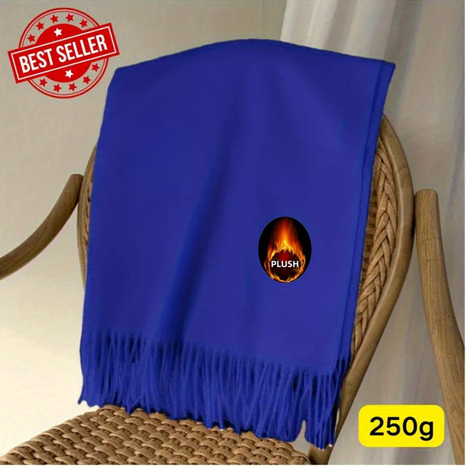 Foulard Femme Élégant à Franges Style Bohème Hiver Coloris Unis Tissu Jacquard Doux et Résistant by LSDLBoutique.ch