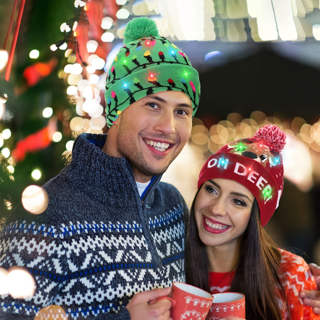 Bonnet Tricoté LED De Noël Pour Adultes Et Enfants Accessoire Festif Lumineux Chaud 100 Pour Cent Acrylique Doux by LSDLBoutique.ch