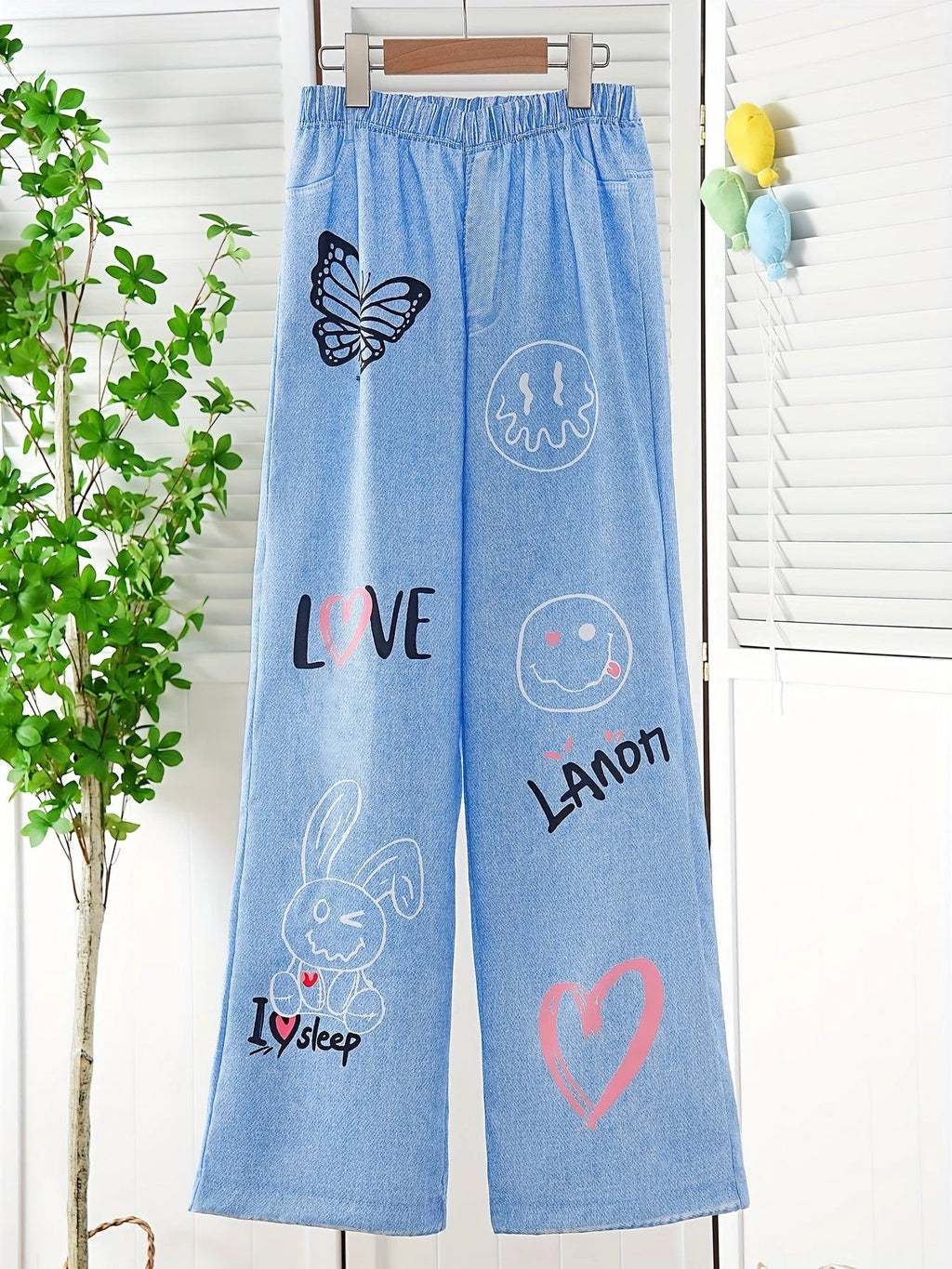 Originale Graffiti-Jeans für Mädchen, bedruckt mit Street-Graffiti, Herbst, dick