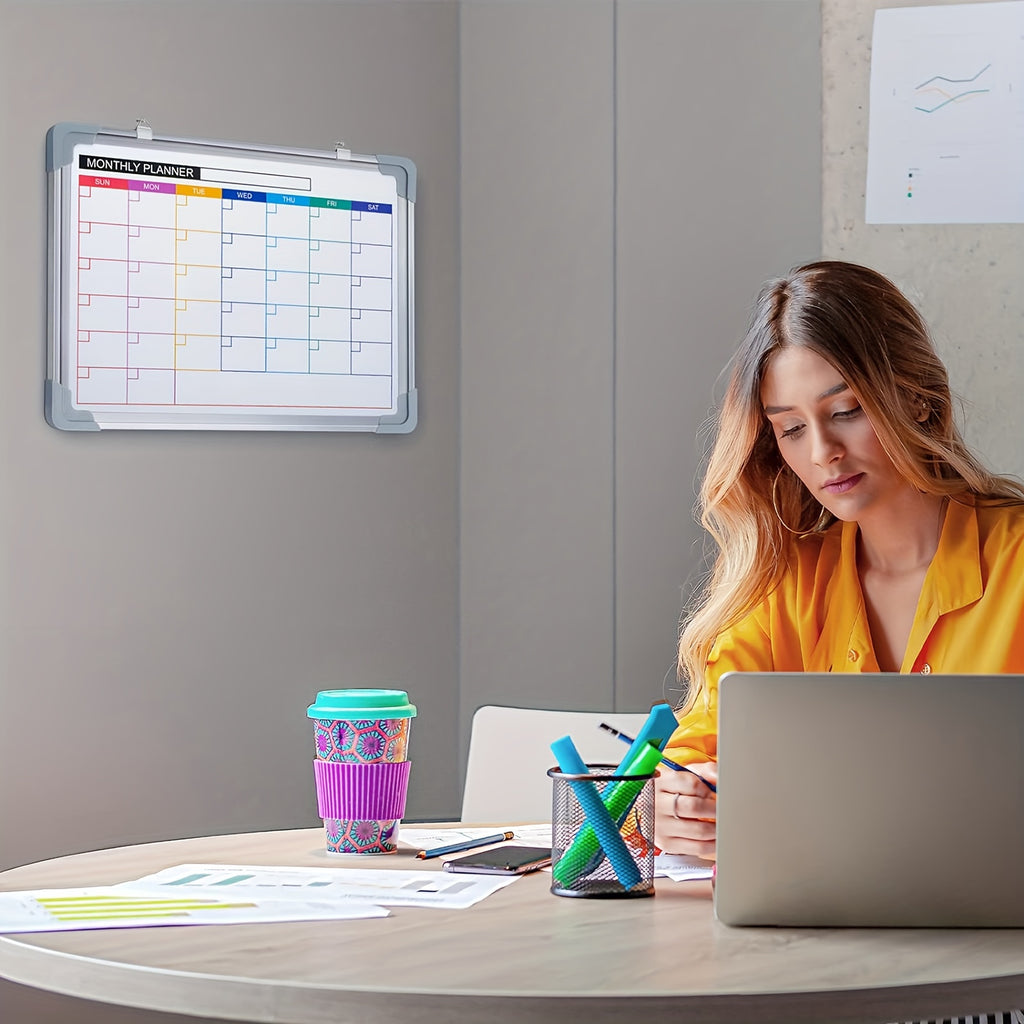 Tableau Calendrier Mensuel Effaçable Double Face Portable et Léger 40x30 cm pour Bureau et Maison by LSDLBoutique