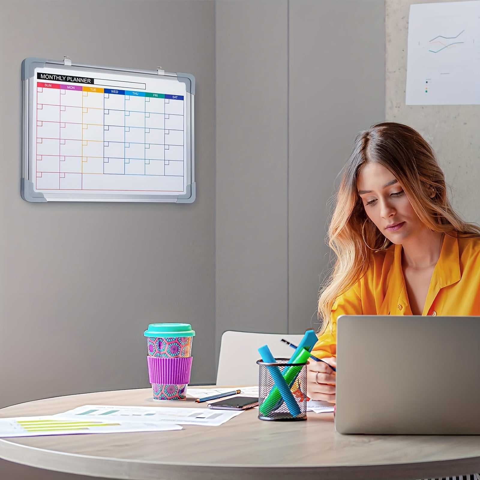 Tableau Calendrier Mensuel Effaçable Double Face Portable et Léger 40x30 cm pour Bureau et Maison by LSDLBoutique