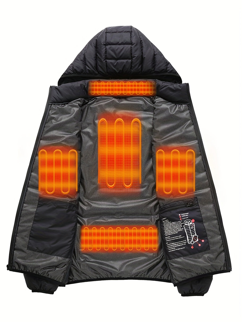 Veste Chauffante Homme Légère À Capuche Pour Randonnée Outdoor Sans Batterie Nylon Tissé by LSDLBoutique