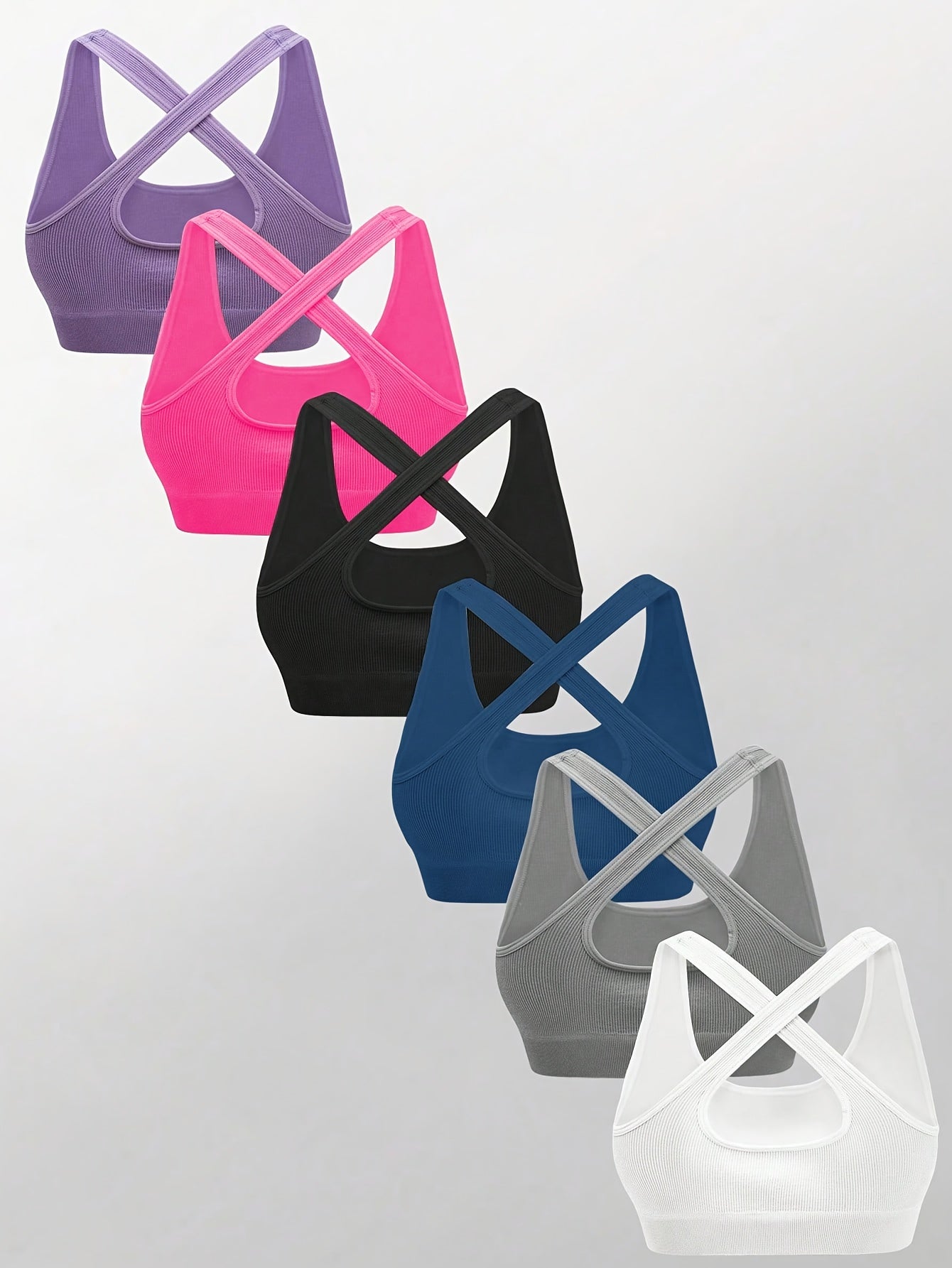 Lot De 6 Brassières De Sport Femme Dos Croisé Bretelles Réglables Maintien Confort Pour Yoga Pilates Course Détente by LSDLBoutique.ch