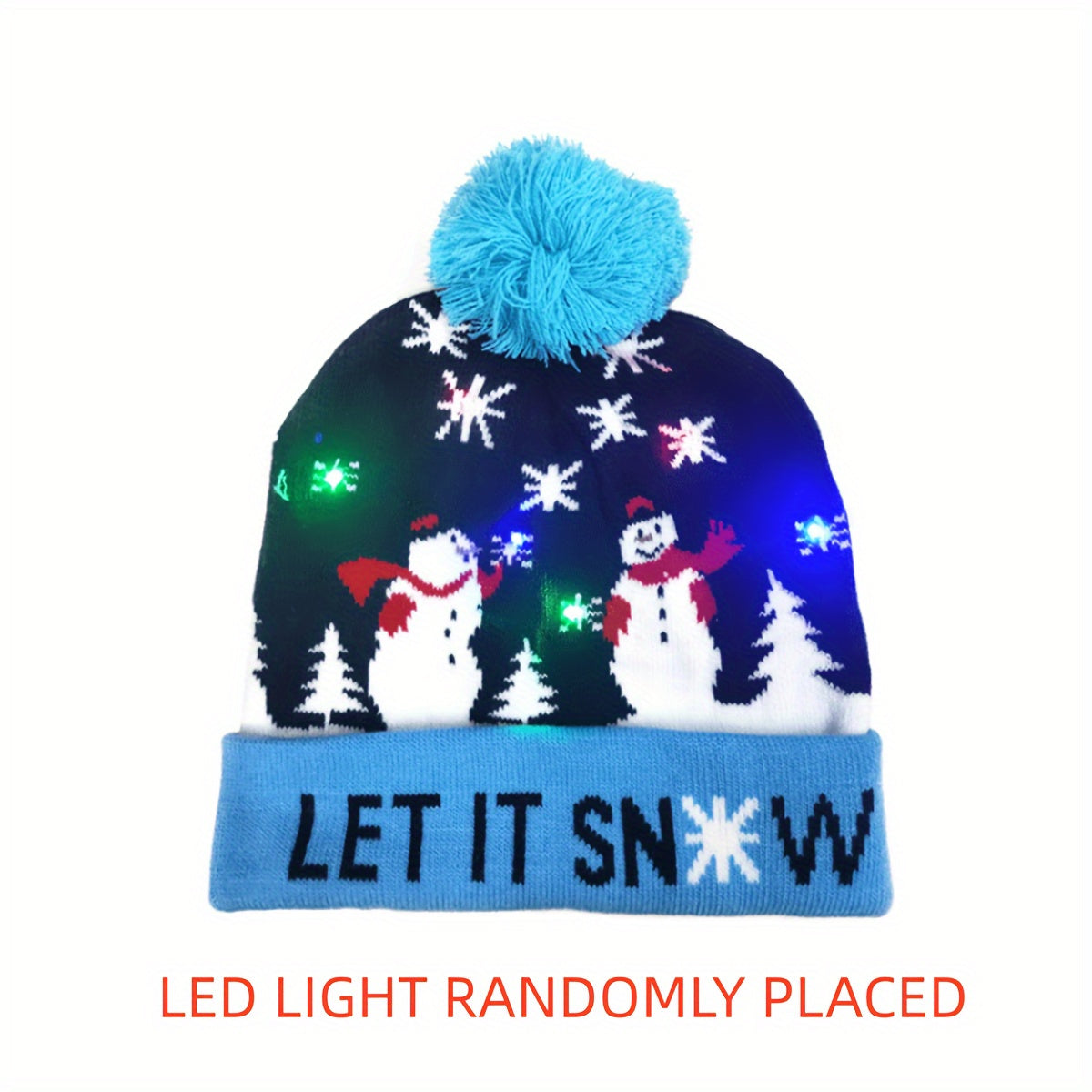 Bonnet De Noël À LED Multicolores Avec Pompon Taille Unique Résistant À L Humidité by LSDLBoutique.ch