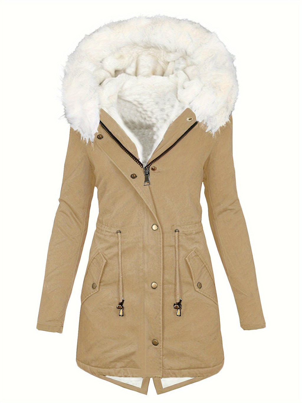 LSDLBoutique Manteau Femme Automne Hiver Casual Uni À Poches Doublure Intégrale Polyester by LSDLBoutique.ch