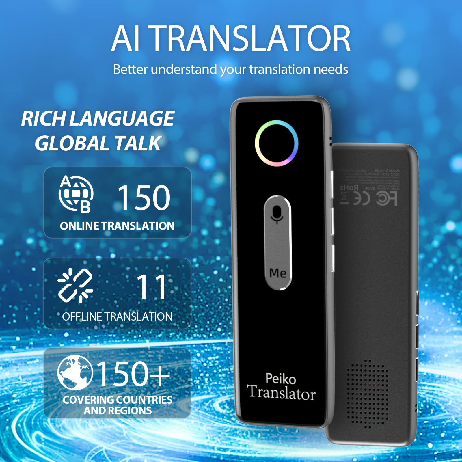 Langogo Portable Language Translator Device – Traducteur Instantané 2-Voies, 136 Langues by LSDLBoutique.ch
