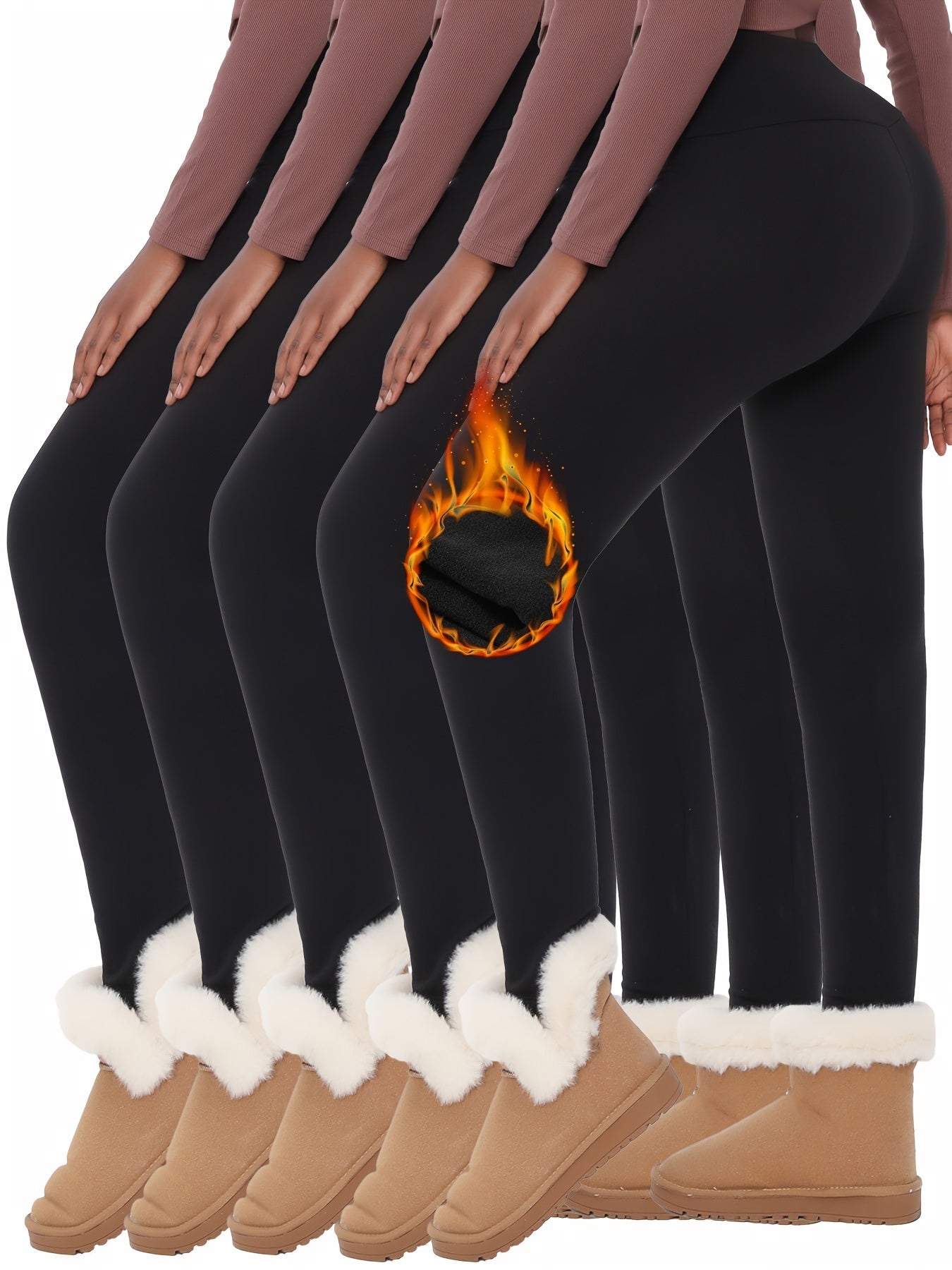 Lot De 5 Leggings Thermiques Femme Taille Haute Doux Et Chauds Pour Hiver Avec Doublure Polaire Pour Yoga Sport Quotidien by LSDLBoutique.ch