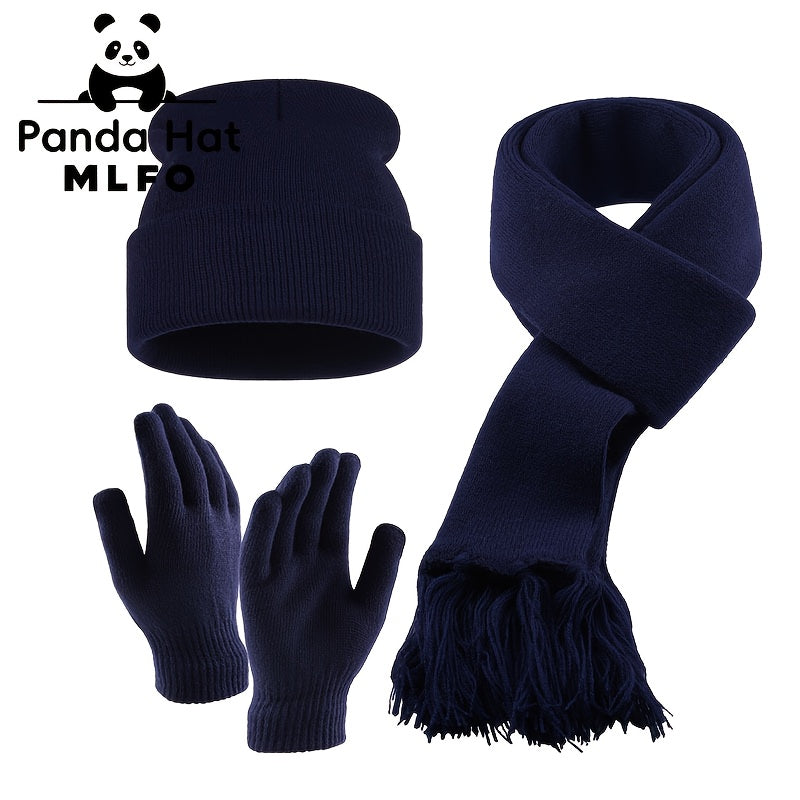 Ensemble Hiver 3 Pièces Bonnet Gants Écharpe Tricotés Confort Léger Acrylique 100 Pourcent Isolation Chaude MLFO by LSDLBoutique.ch