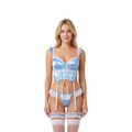 Jacquard Satin Lingerie Set – Sweetheart Bustier, Front Lace-Up
