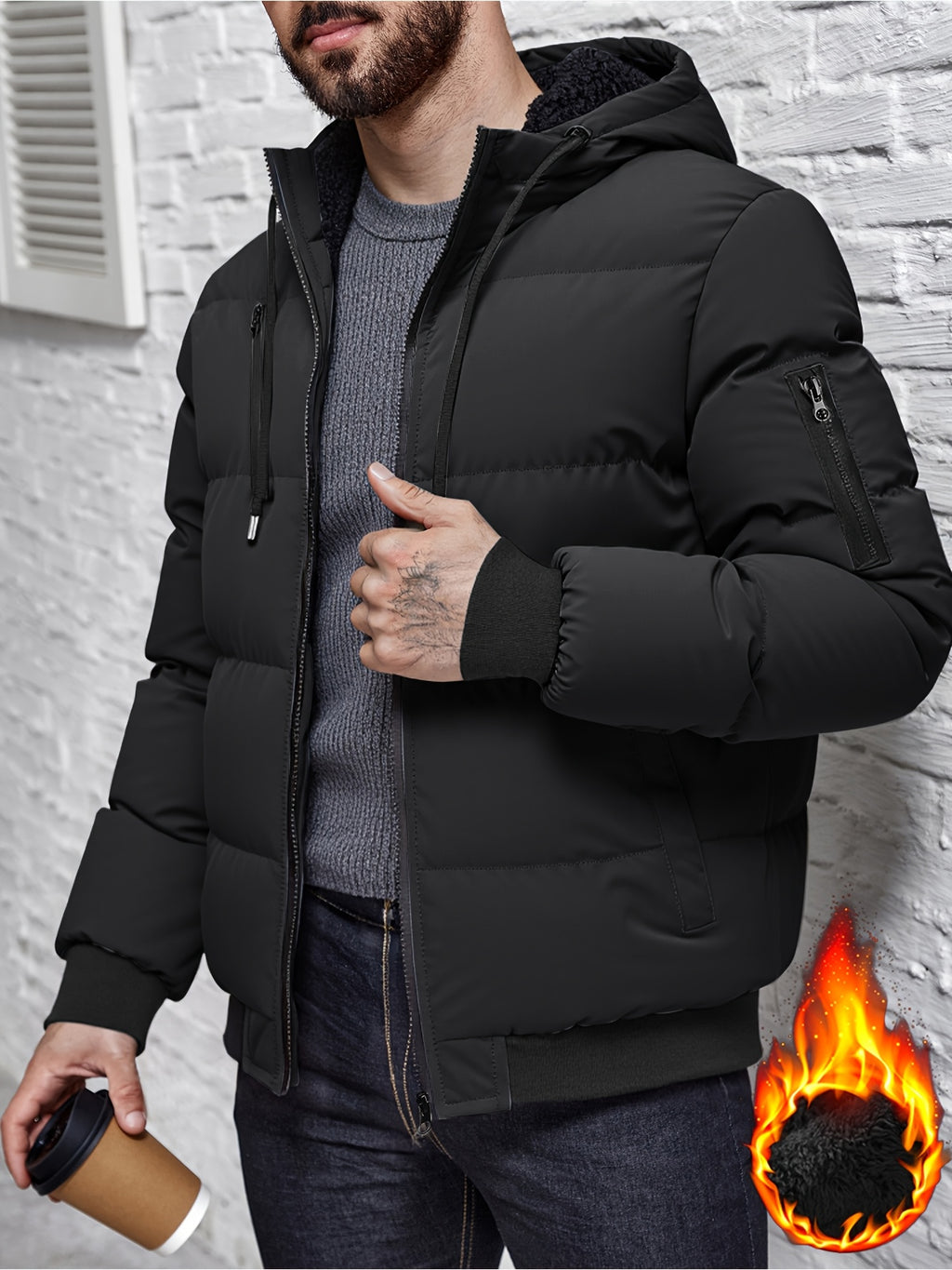 Veste Hiver En Peluche Douce Avec Capuche Et Fermeture Éclair Pour Isolation Thermique Maximale Confortable by LSDLBoutique.ch