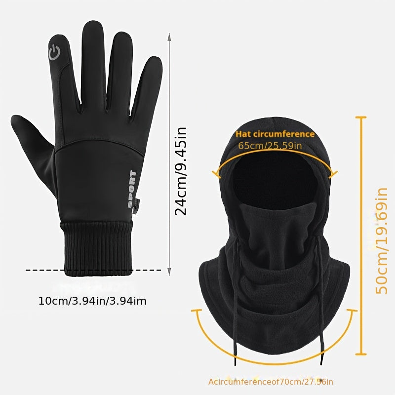 Set Hiver 2 Pièces Cagoule Et Gants Épais Unisexe Noir Pour Sports De Plein Air Et Trajets Quotidiens Chaud Léger by LSDLBoutique.ch