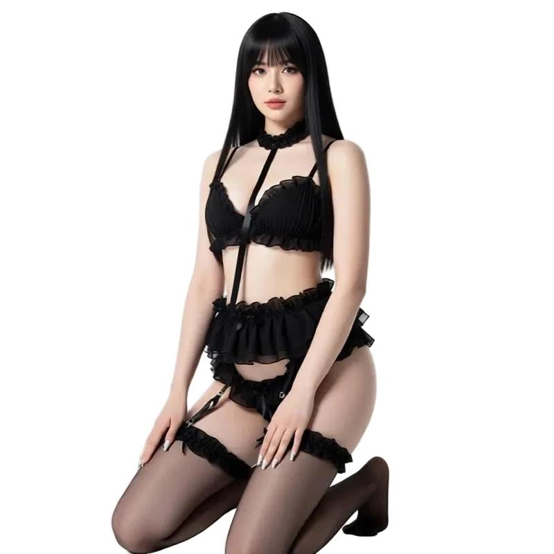 Les Secrets de Léa – Ensemble lingerie dentelle fine guêpière et tulle – Garance