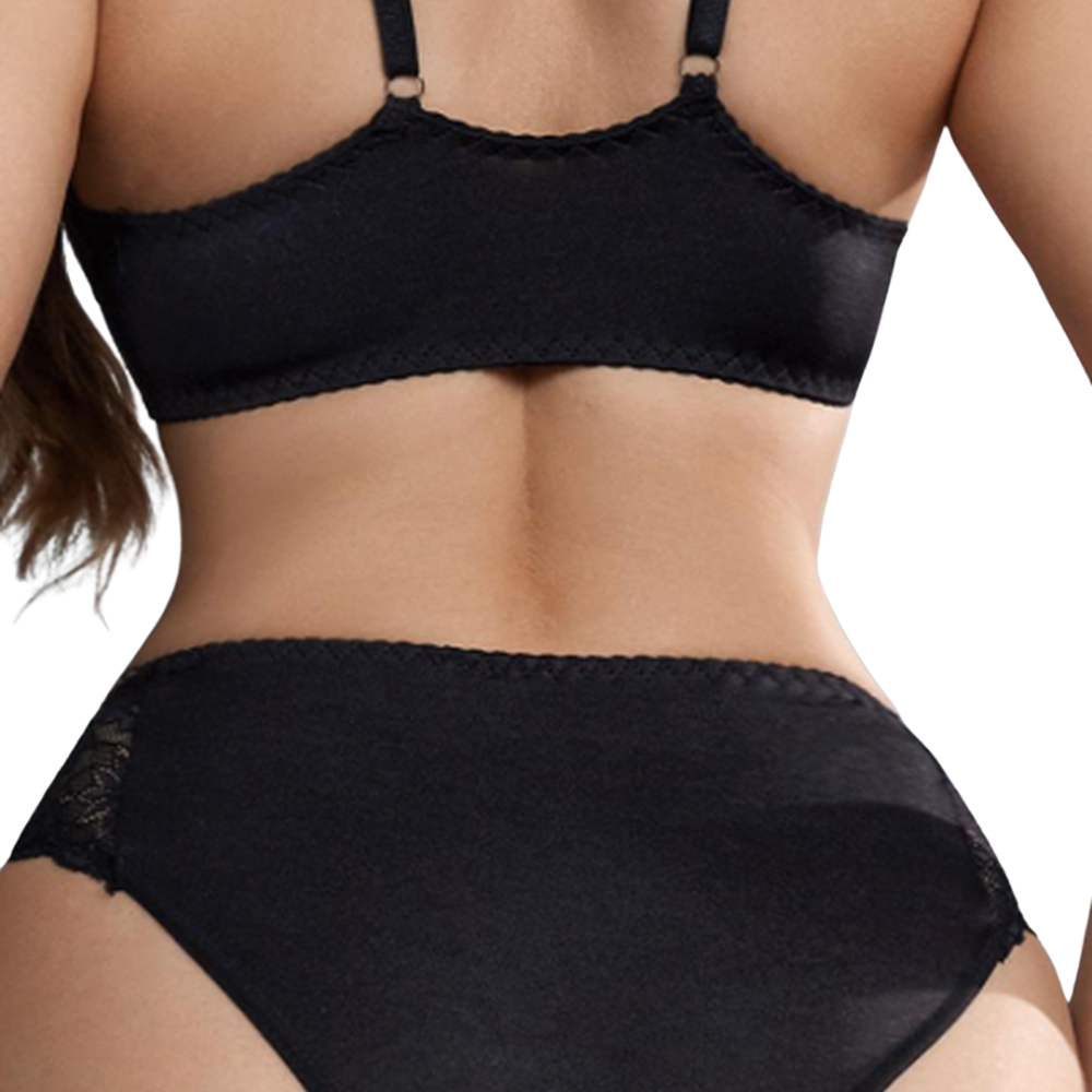 Léas Geheimnisse – Schwarzes Spitzen-Dessous-Set mit Frontöffnung – Émilie