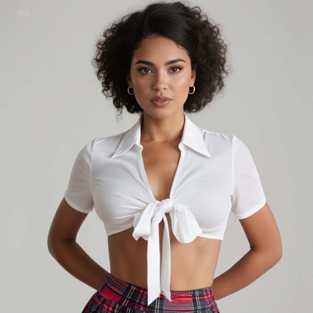 Ensemble Martine Uniforme À Carreaux Rouges Avec Jupe Plissée Et Chemisier Blanc Noué by Les Secrets de Léa