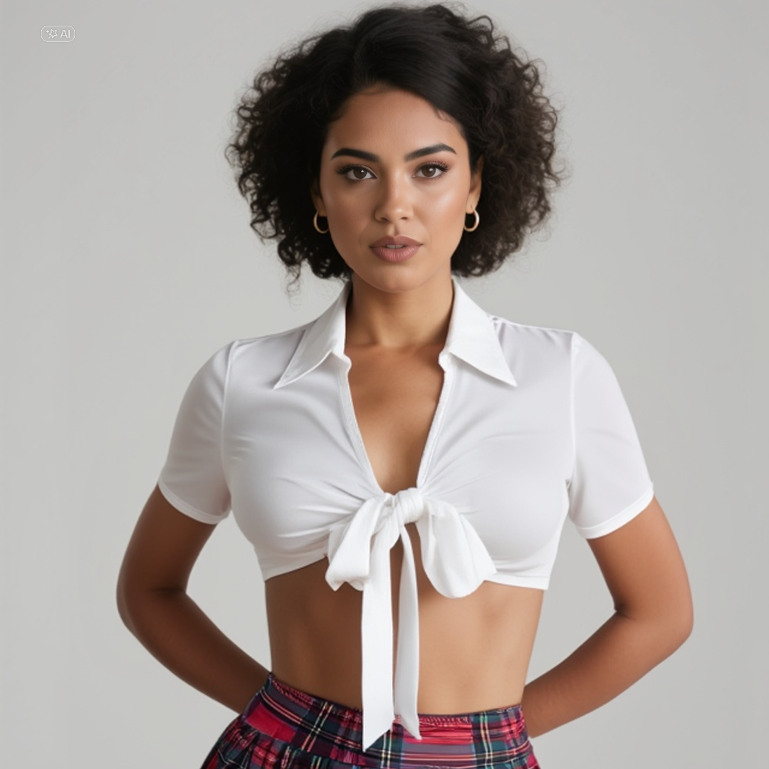 Ensemble Martine Uniforme À Carreaux Rouges Avec Jupe Plissée Et Chemisier Blanc Noué by Les Secrets de Léa