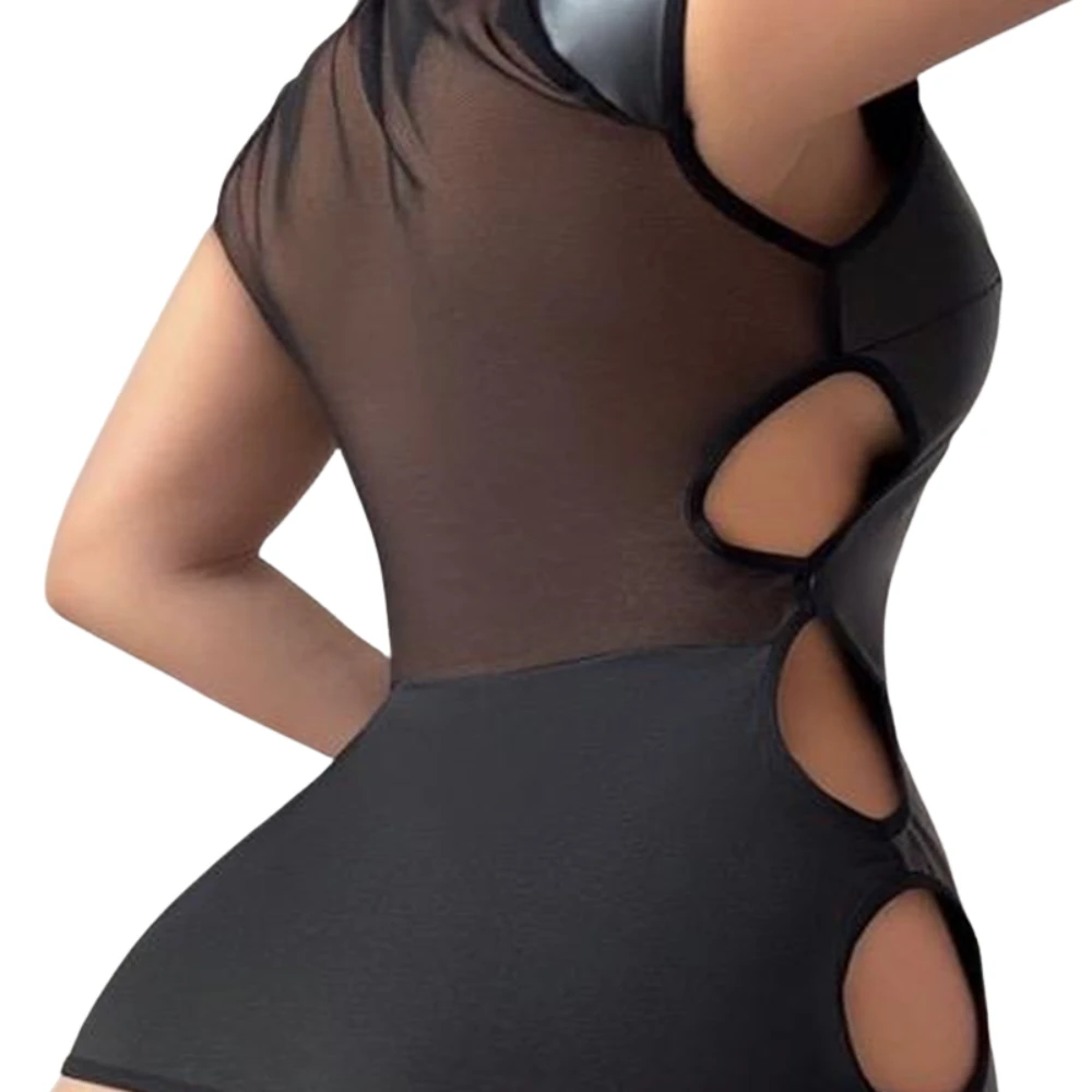 Les Secrets de Léa – robe sexy simili cuir découpes – Mia