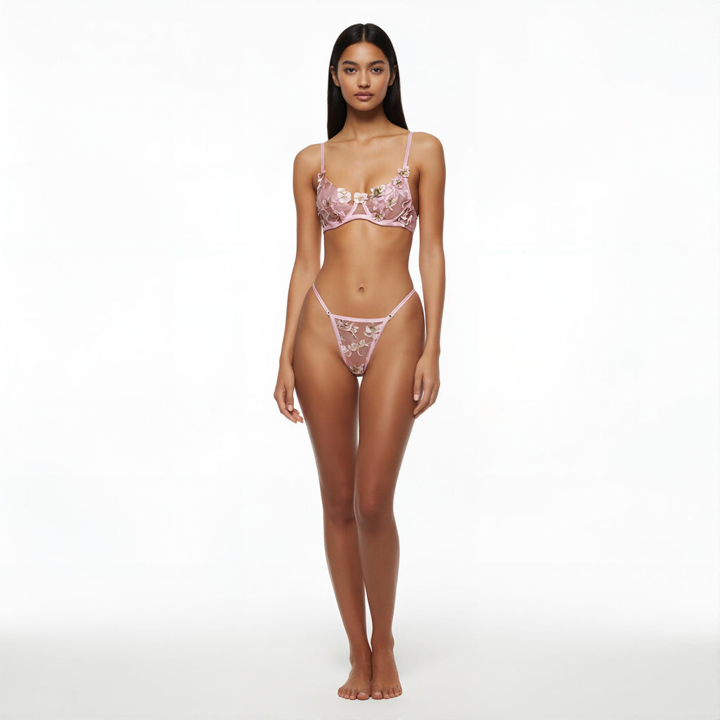 Léas Secrets Dessous-Set aus rosa Tüll mit Schmetterlingsmotiv