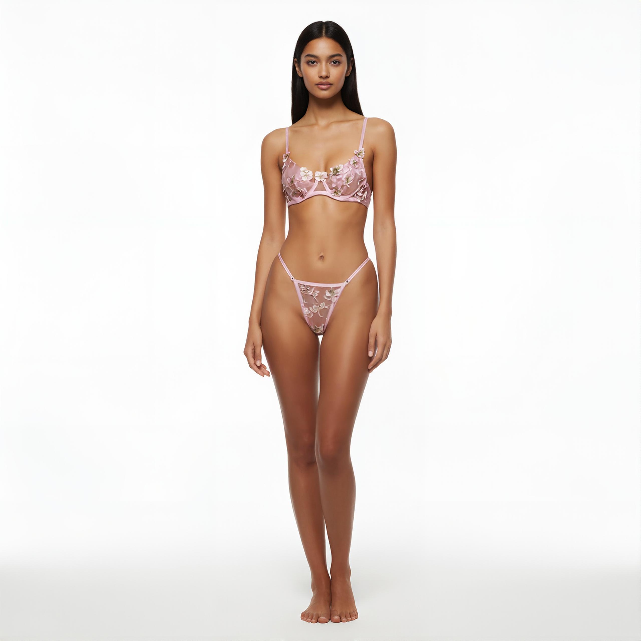 Léas Secrets Dessous-Set aus rosa Tüll mit Schmetterlingsmotiv