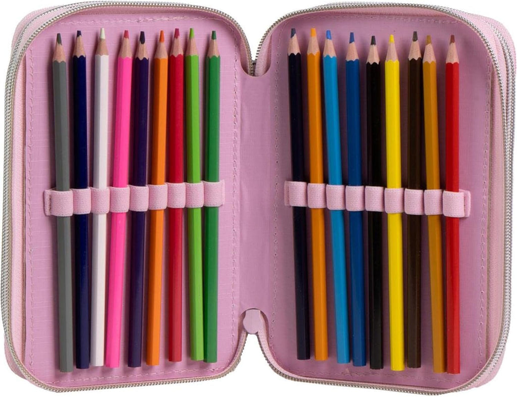 CERDÁ LIFE'S LITTLE MOMENTS Trousse avec Accessoires Giotto Hello Kitty avec marqueurs, Crayons et stylos | Trousse Triple pour Enfant avec Motif Sanrio, Hello Kitty, 12.5x6.5x19.5 cm, Licence