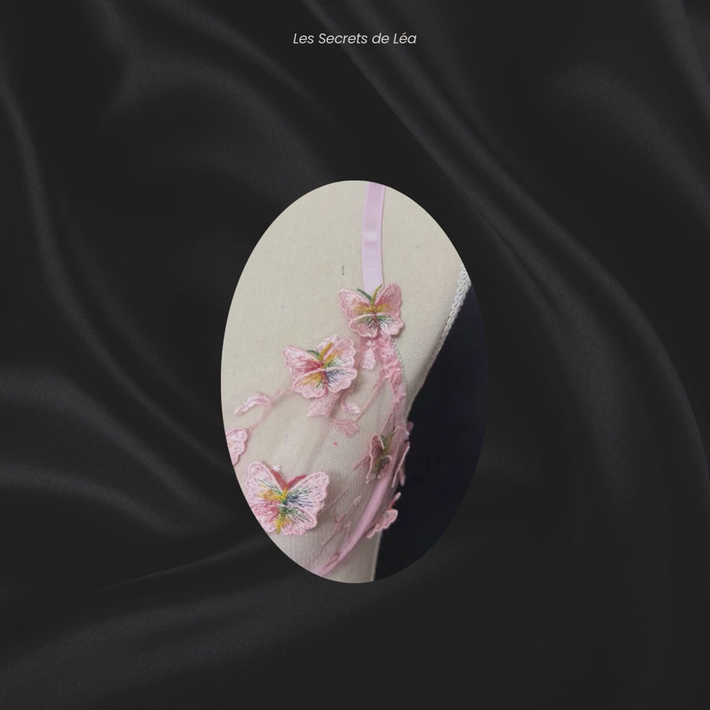 Léas Secrets Dessous-Set aus rosa Tüll mit Schmetterlingsmotiv