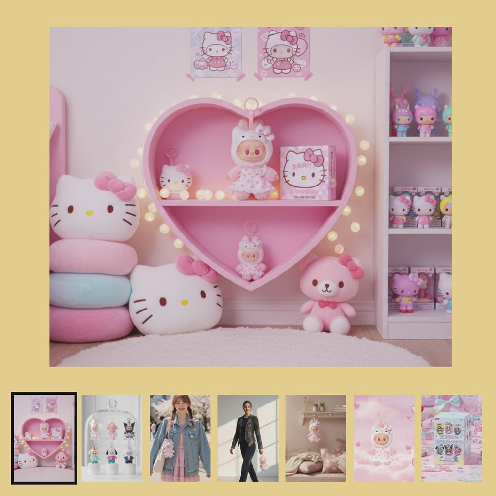 POP MART Plüsch-Schlüsselanhänger Labubu Hello Kitty - Sanrio Characters Serie