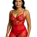 Léa's Secrets Dahlia Lace Satin Red Nightgown