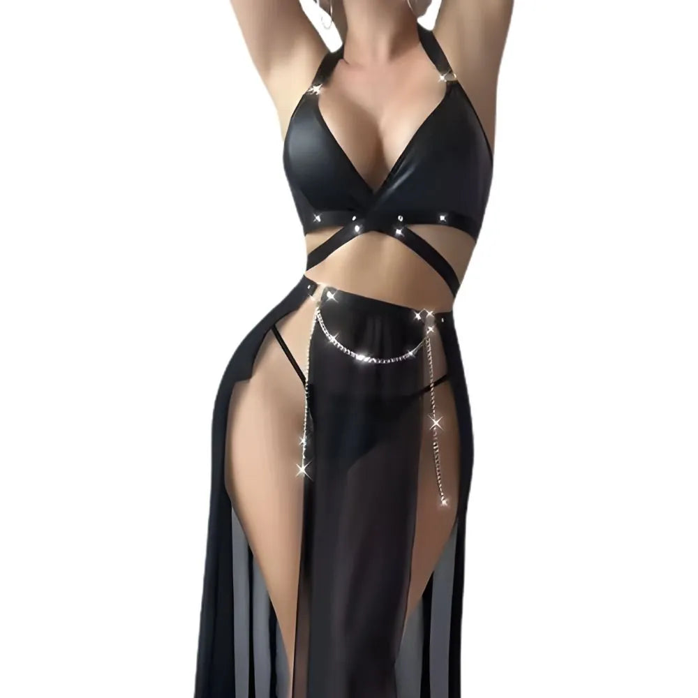 Les Secrets de Léa – Ensemble de lingerie en simili cuir – Padmey