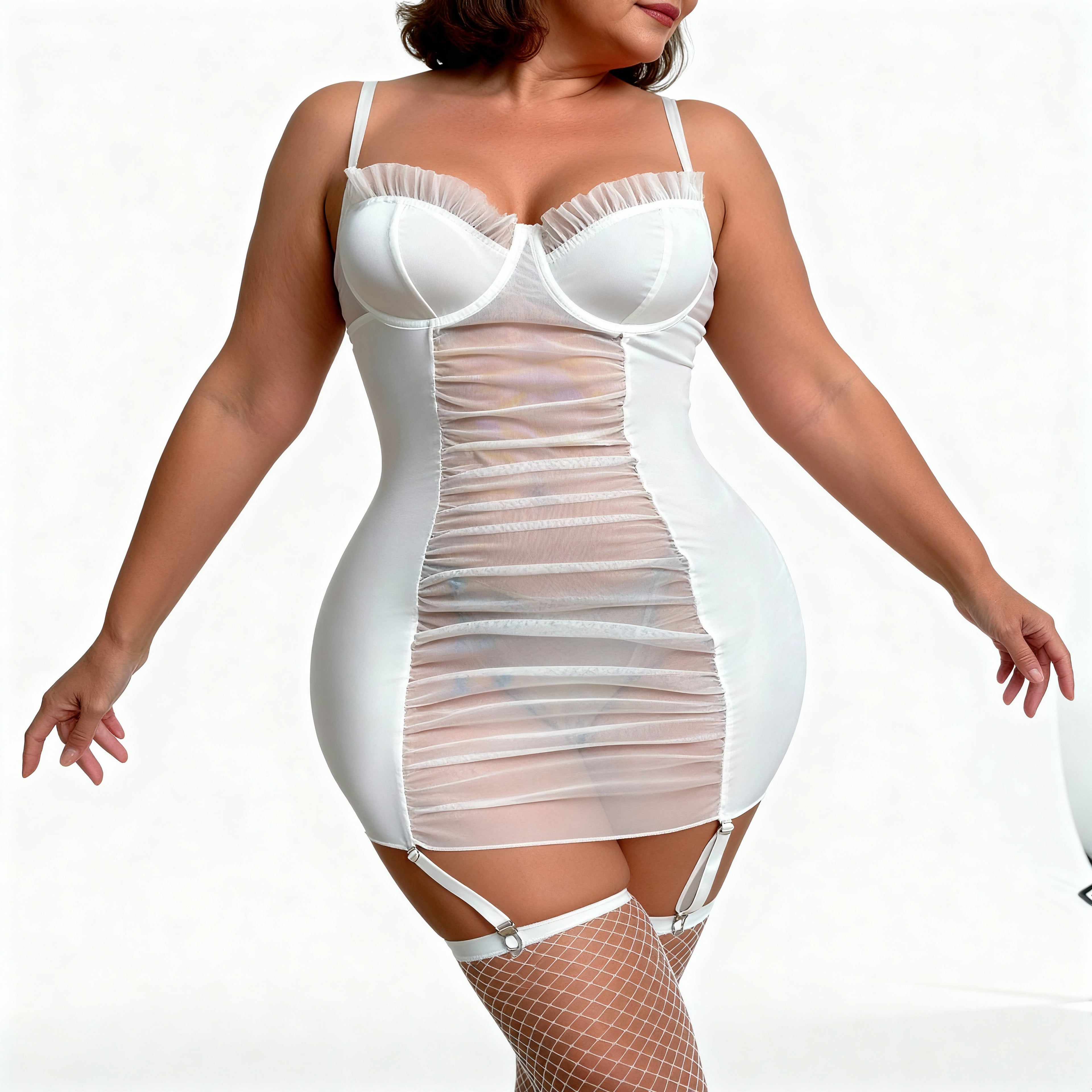 Maria Nuisette Blanche Transparente Avec Corset Intégré Et Bonnets Structurés Pour Sublimer Vos Courbes by Les Secrets de Léa