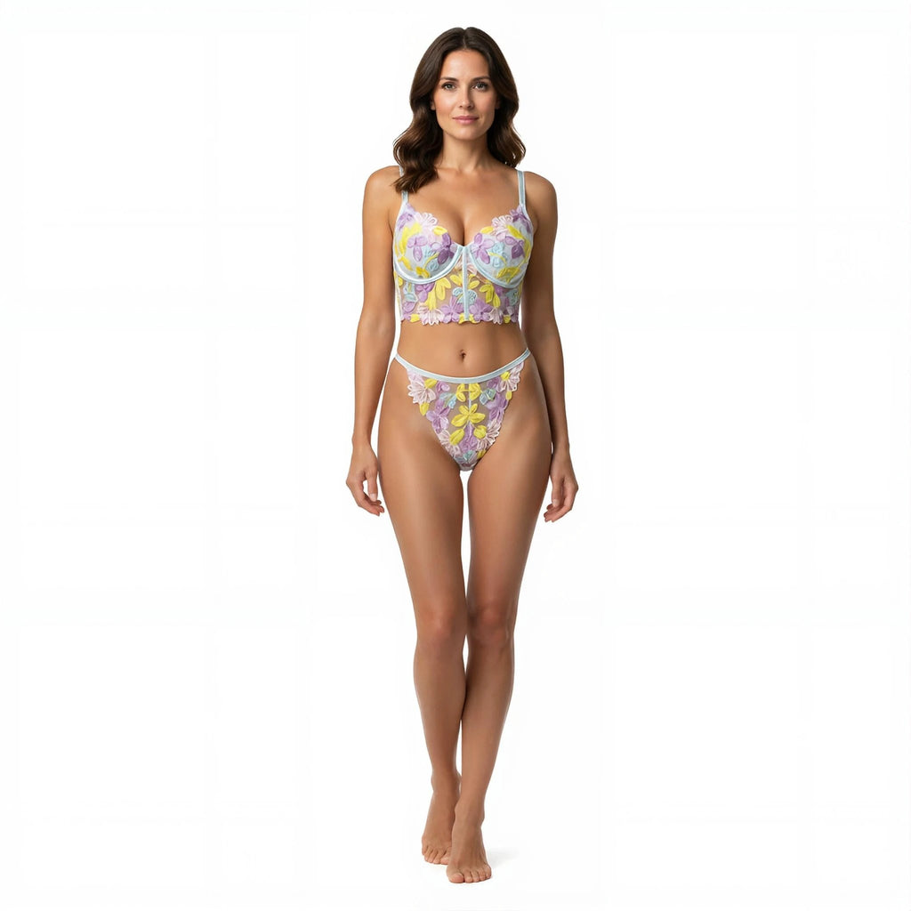 Les Secrets de Léa – Ensemble lingerie transparent maille fleurie dos nu – Yolane - LSDLBoutique